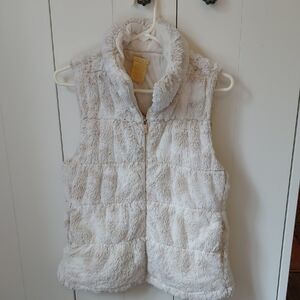 White Faux Fur Quilted Vest for Cozy Layering